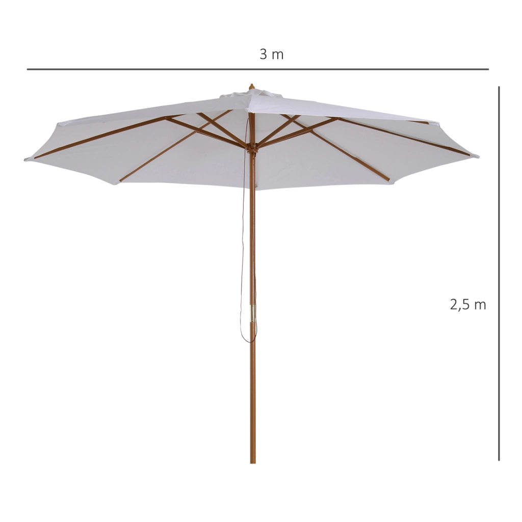 Ombrellone da giardino esterno doppio tetto in legno poliestere ¨C zephmum ¨C bianco ?300x250cm