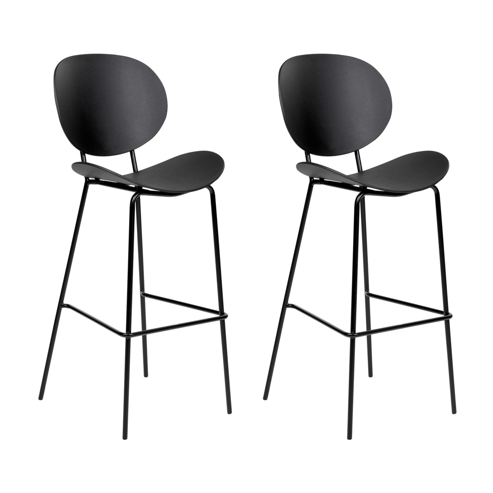 Set di 2 sedie da pranzo in materiale sintetico nero e gambe metallo stile moderno soggiorno cucina