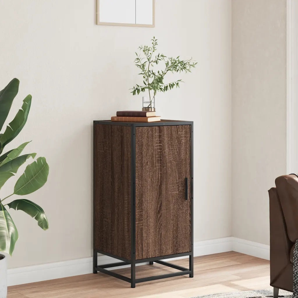 Credenza | Madia | Buffet da pranzo | Armadio da pranzo Rovere Marrone 35,5x35x76 cm in Truciolato e Metallo