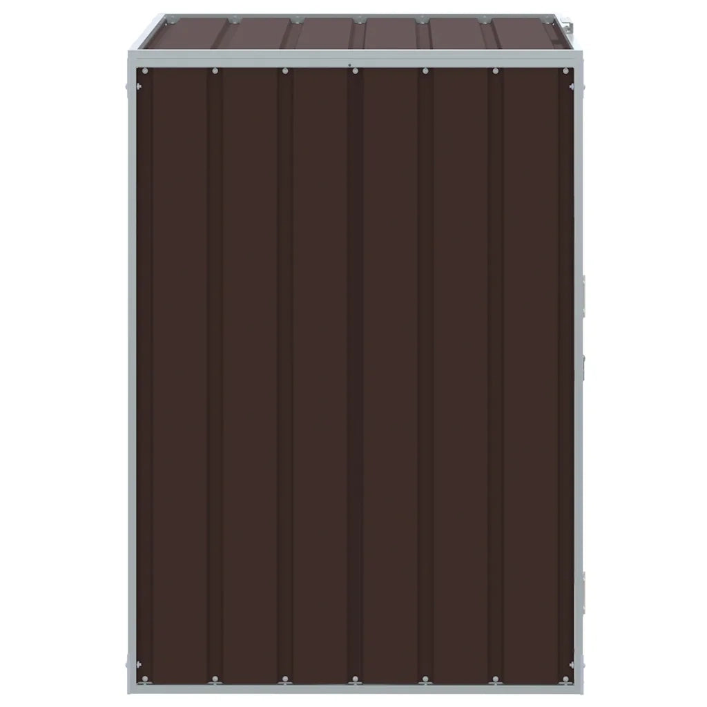 vidaXL Copribidone Ruote Bidone Singolo Marrone 72x81x115 cm Acciaio