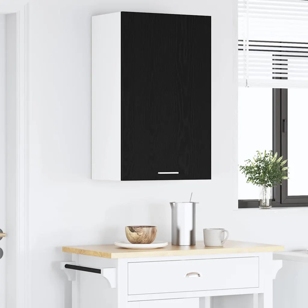 Armadio pensile con porta Rovere Nero e Bianco 50 x 31 x 80 cm