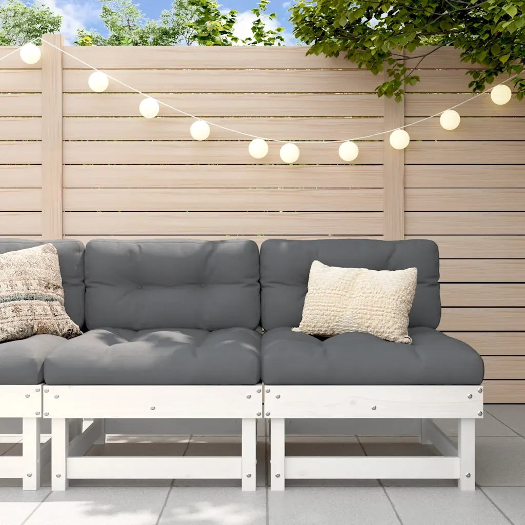 Divano componibile-Divani Centrali con Cuscini 2 pz Legno Massello di Pino Bianco 245216