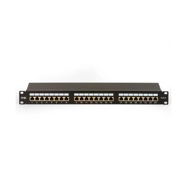 Patch panel 19 link schermato 24 porte rj45 per reti categoria 6 - 1 unita nero - lkp624s