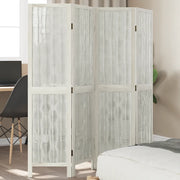 Divisorio Ambienti 4Pannelli Bianco Legno Massello di Paulownia 358673