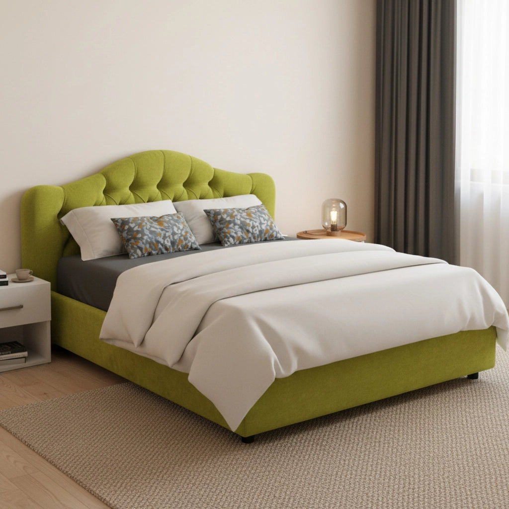 Letto Matrimoniale Allik, Letto Matrimoniale Materasso Incluso Made in Italy, Verde