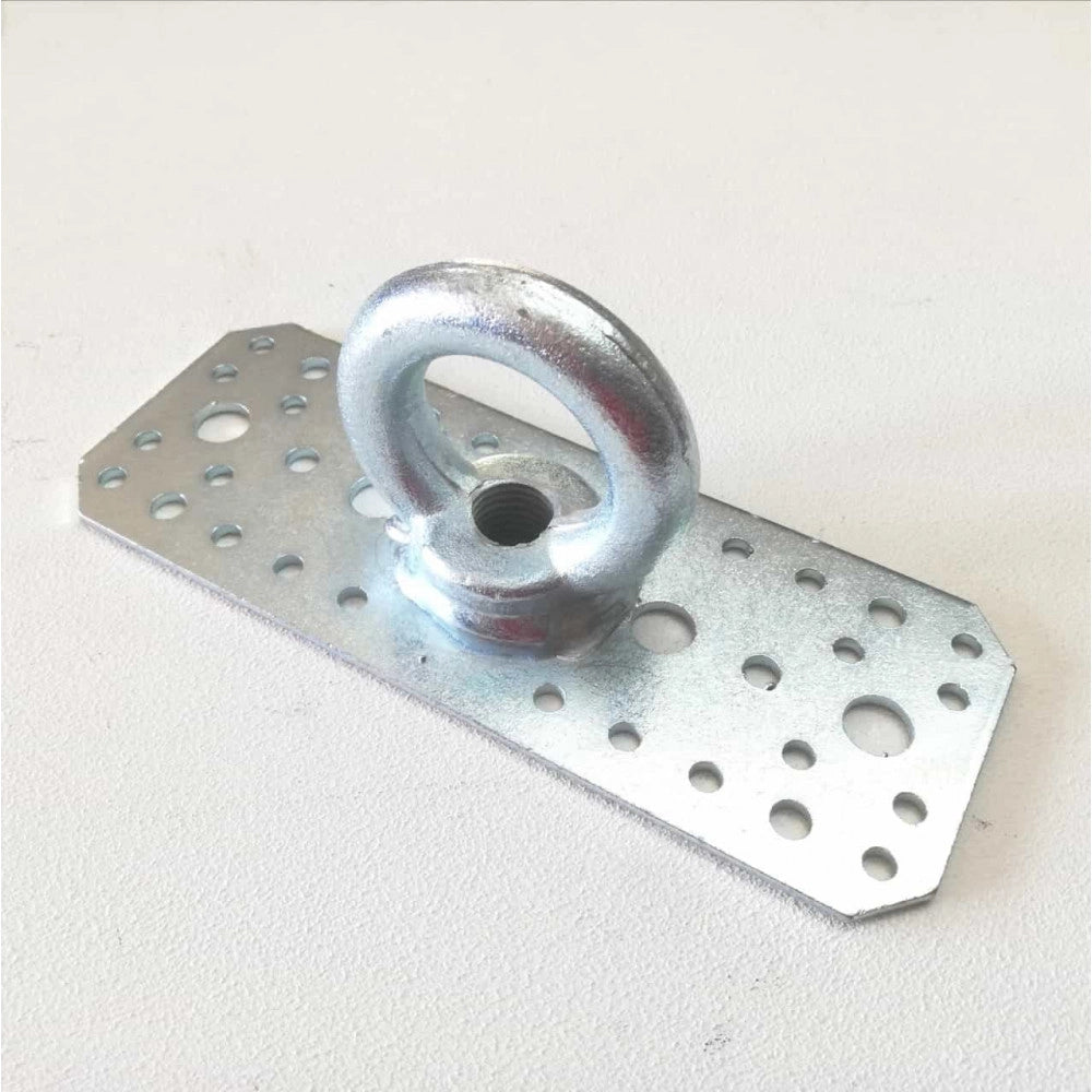 Piastra diritta 170x65mm in acciaio al carbonio zincato con occhiolo saldato