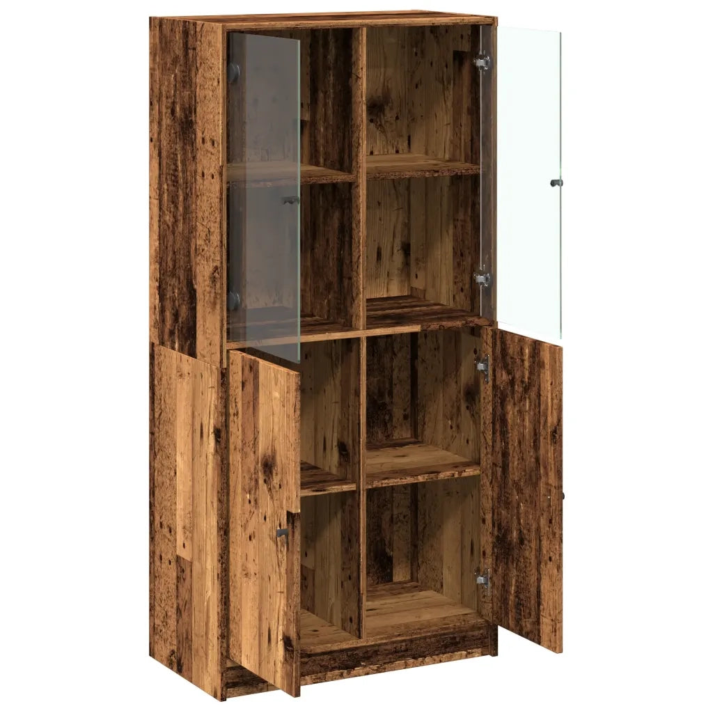 Credenza con Ante Legno Antico 68x37x142cm in Legno Multistrato
