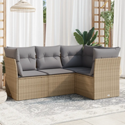 Set Divano da Giardino 4 pz con Cuscini Beige in Polyrattan 3249418