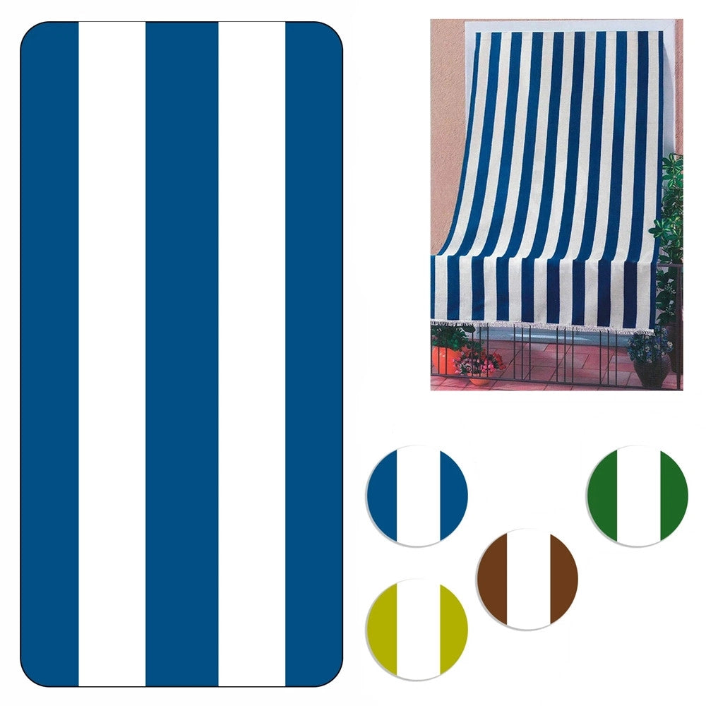 Trade Shop - Tenda Da Sole A Righe Con Anelli Per Porta Esterno Balcone Veranda Giardino 145x250cm -