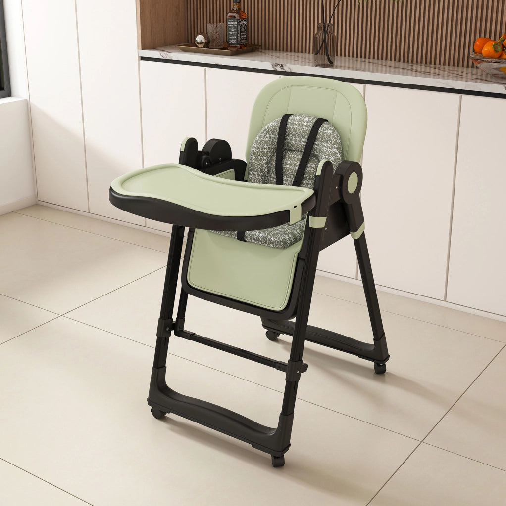 Seggiolone per bambini 2 in 1 con funzione dondolo; cintura di sicurezza a 5 punti; verde scuro