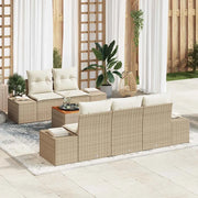 Set Divano da Giardino con cuscino 6 pcs Beige polyrattan