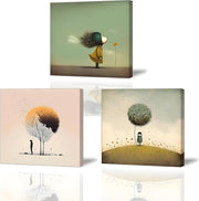 Stampa di foto di bambina - quadro di fiori su tela - opera d'arte con cornice per la casa - galleria per corridoio, camera yoga - regalo di compleanno - set da 3 pezzi