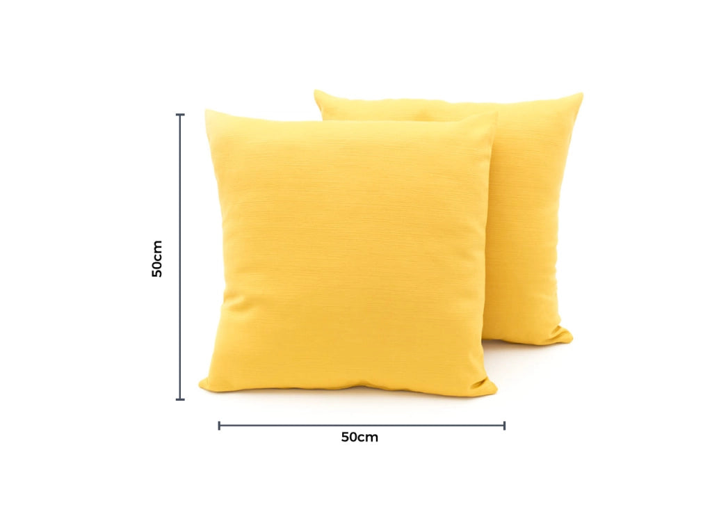 Coppia Cuscini Arredo Imbottiti Tessuto Ottoman In Tinta Unita Colore Giallo 04 - 50x50 - Giallo 04