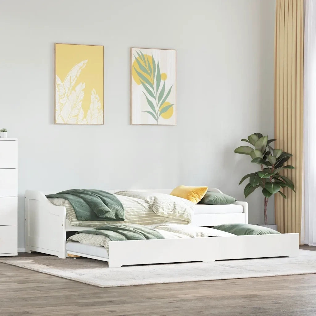 vidaXL Lettino con Rotelle senza Materasso IRUN Bianco 90x200 cm
