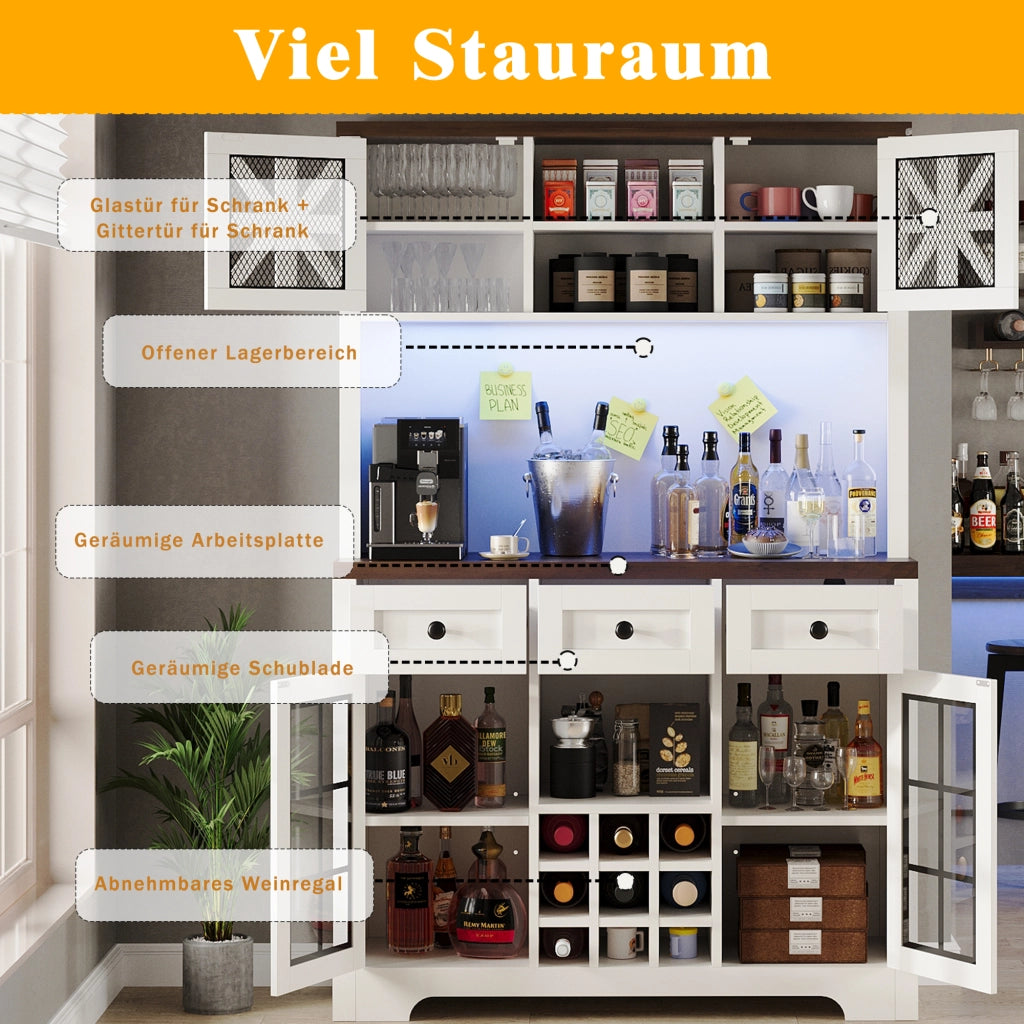 ARMADIO ALTO 120x40x180 cm Bianco MDF e Vetro con LED