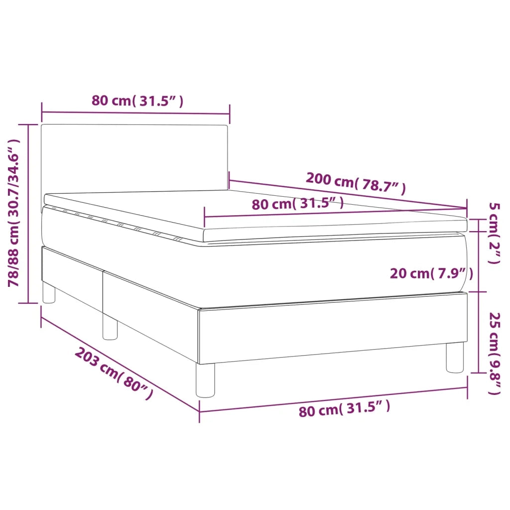 Giroletto a Molle con Materasso-Struttura Letto Grgio 80x200 cm in Similpelle 203612