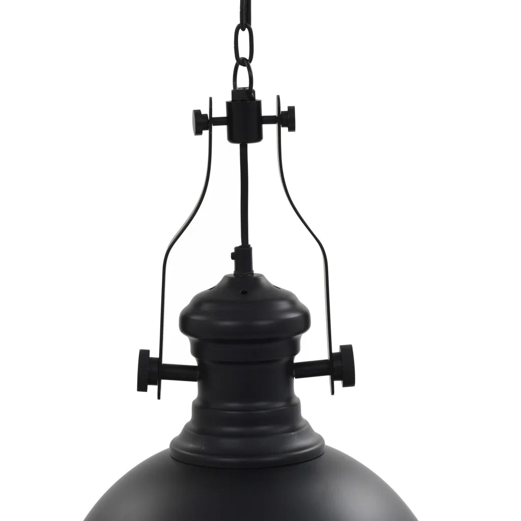 Plafoniera rotonda in stile industriale chic 31 x 40 cm design versatile per sala da pranzo realizzata in acrilico nero opaco 02_0046430
