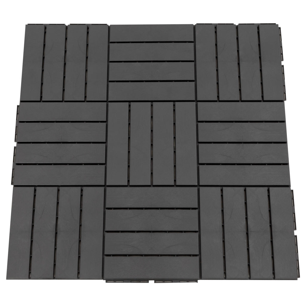 Dalles terrasse composite ¨C zephmum ¨C 9 pezzi, effetto legno, nero