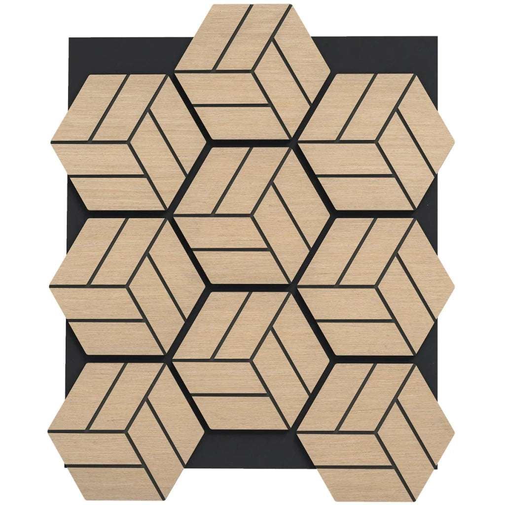Set di 4 pannelli acustici esagonali 81 x 66 cm con efficace assorbimento acustico effetto legno naturale 20_0018884