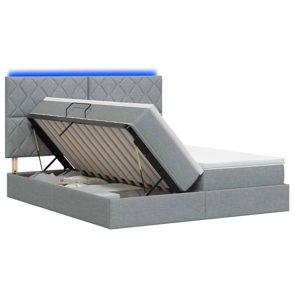 Letto con contenitore LED e materasso Grigio Chiaro 3460242