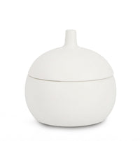 Candela con Coperchio Ø14x14 cm in Ceramina Canister Bianco