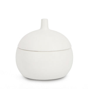 Candela con Coperchio Ø14x14 cm in Ceramina Canister Bianco