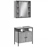 Set Mobili da Bagno | Armadio da bagno 2 pz Grigio Sonoma in Legno Multistrato