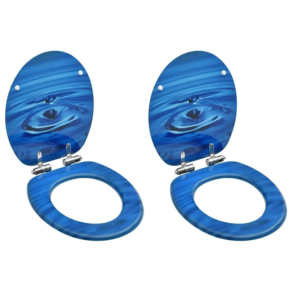 Tavolette WC Chiusura Ammortizzata 2 pz MDF Blu Goccia d'Acqua cod mxl 41709