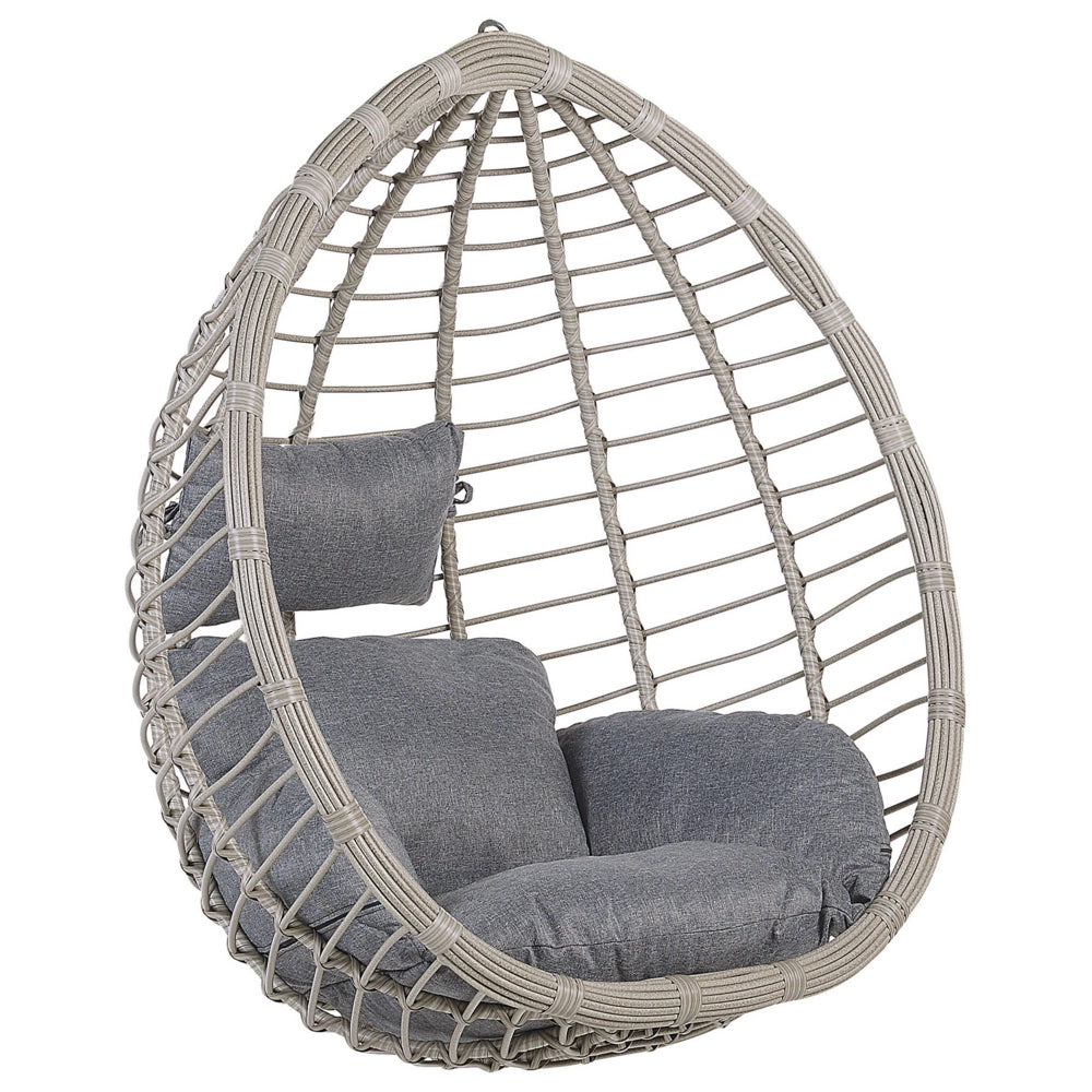 Sedia sospesa poltrona pensile in rattan grigio da soffitto a forma di uovo per interni ed esterni moderna Boho