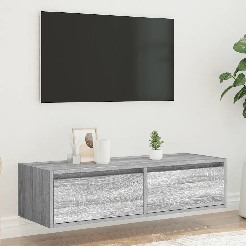 Mobile Porta TV con Luci LED Grigio Sonoma 100X35,5x25 cm 860243