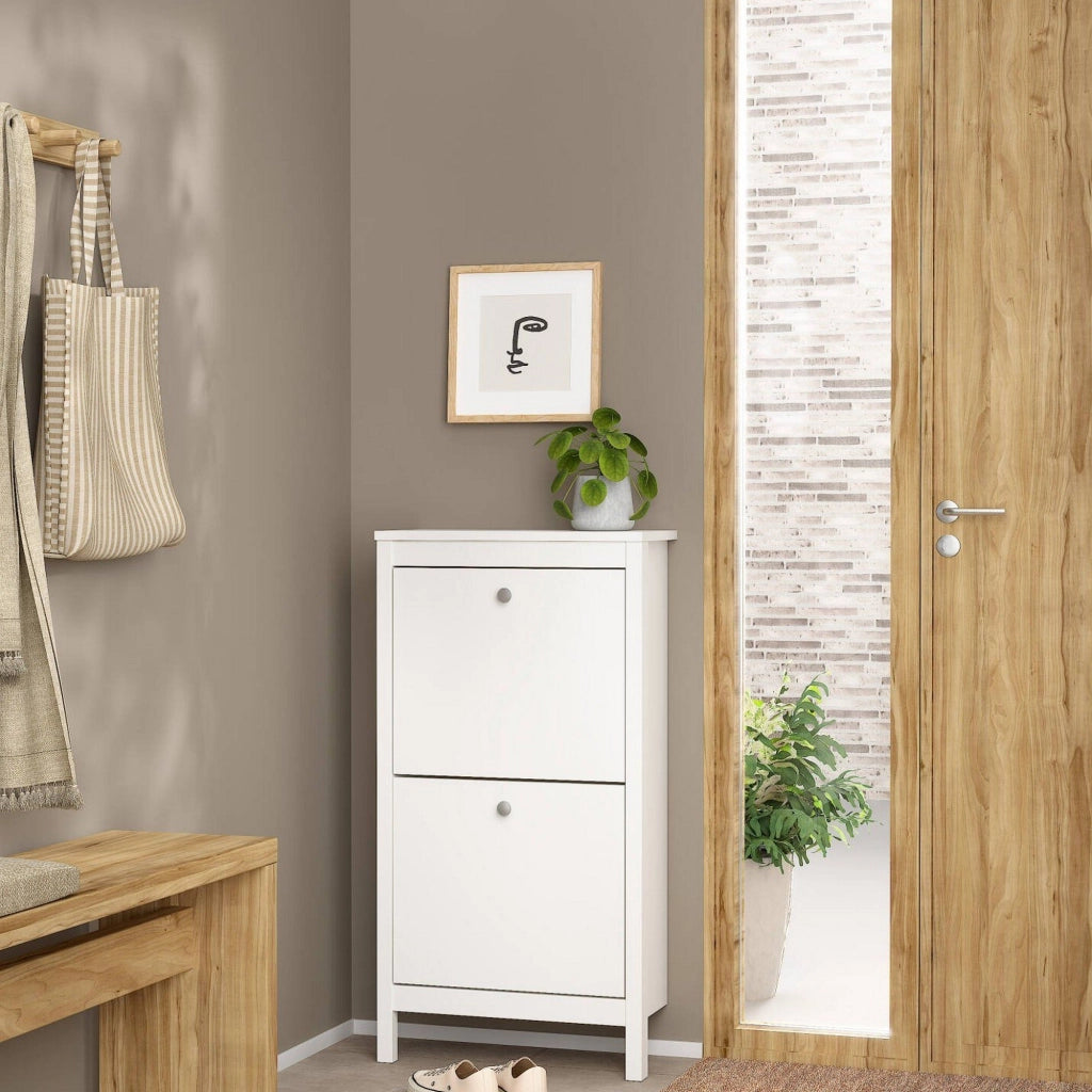 Scarpiera Tisoy, Mobile portascarpe, Armadio da ingresso multiuso, Mobiletto per calzature, 54x25 h103 cm, Bianco