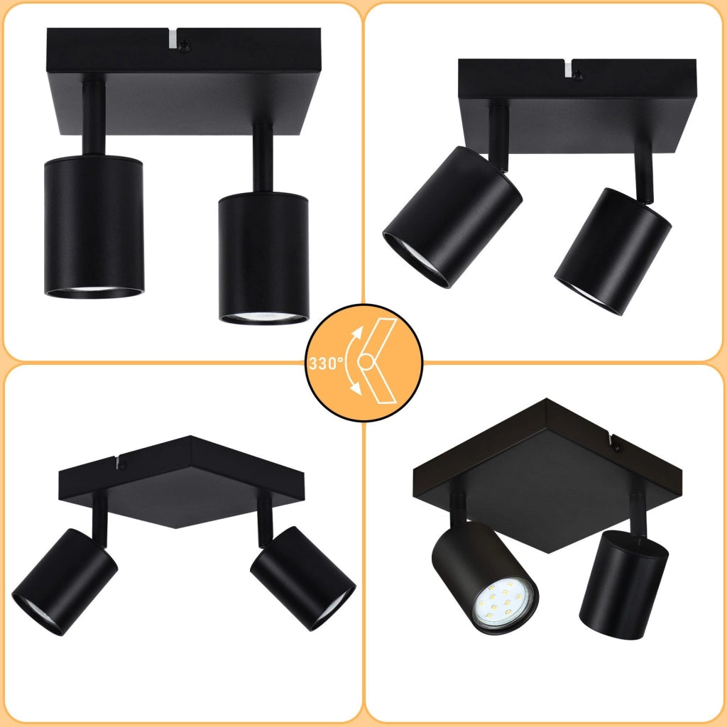 ZMH Faretto da soffitto 2 fiamme GU10 lampada da soffitto moderna parete orientabile 330° soggiorno