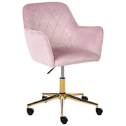 Sedia da ufficio in velluto color rosa pastello seduta regolabile girevole stile moderno per ufficio domestico