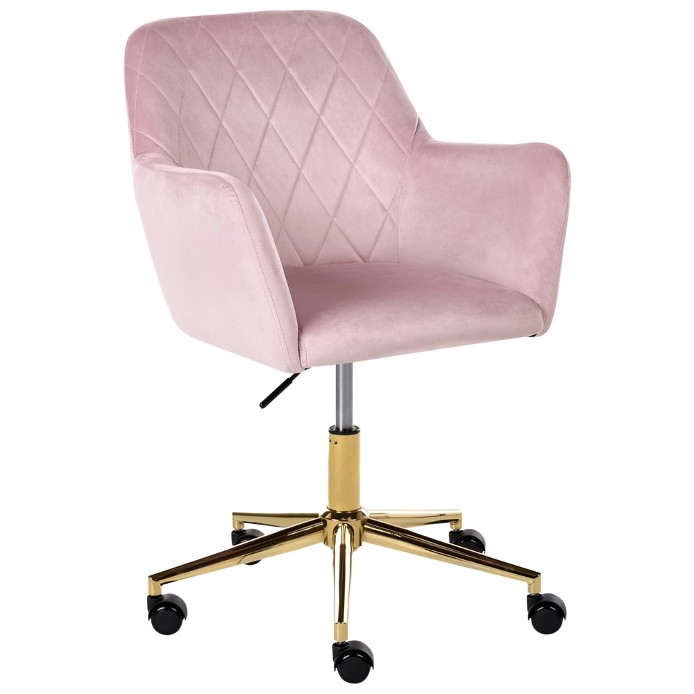 Sedia da ufficio in velluto color rosa pastello seduta regolabile girevole stile moderno per ufficio domestico