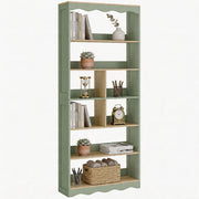 Libreria scaffale a 6 livelli con 6 scomparti aperti ¨C zephmum ¨C 76x24x180 legno naturale verde
