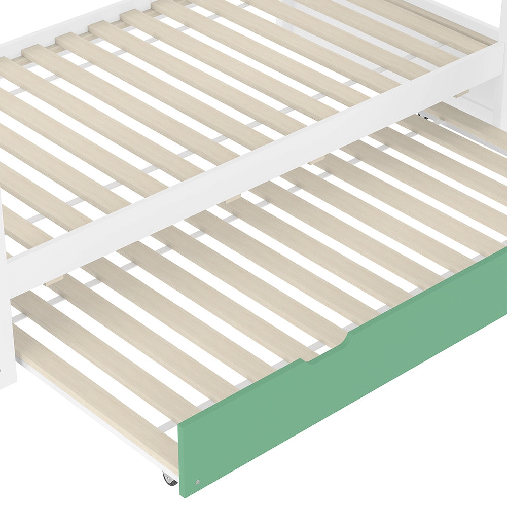 Letto casa bambini - Xylo - 90x200 cm scivolo verde