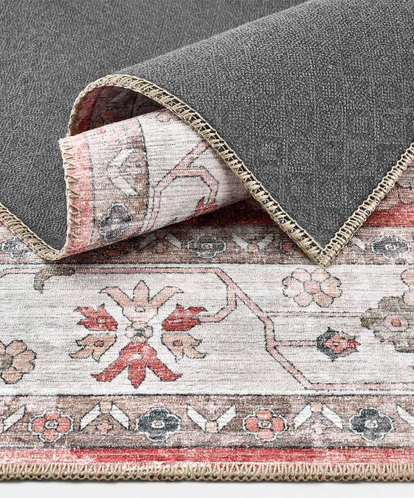 Tappeto arredo casa ZIEGLER 07 rosso terra cm.200x280 riproduzione disegno persiano classico in stile vintage. Tappeto lavabile e antiscivolo per salotto, soggiorno, camera da letto.