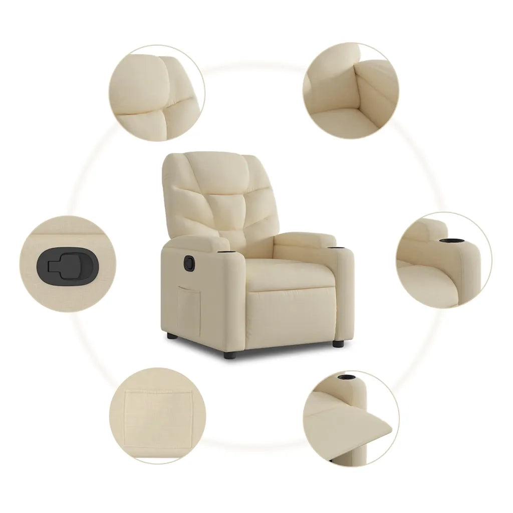 Divano Sedia-Poltrona reclinabile in tessuto color crema 609493