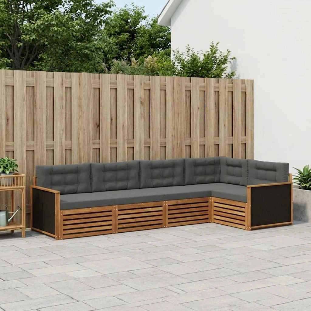 Set di divani da esterno 5 pz Naturale e Antracite Poliestere 3383345