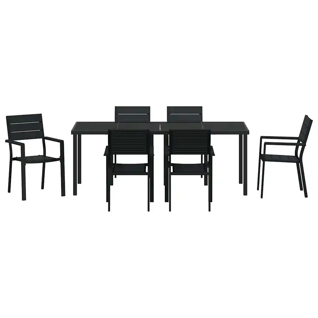 Set da Pranzo per Giardino 7 pcs Nero 3379147
