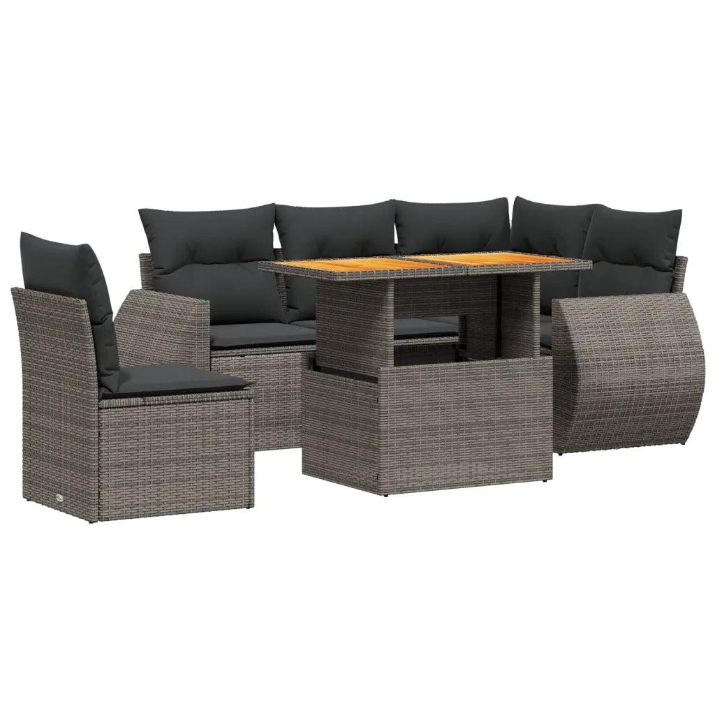 Set Divano da Giardino 6 pz con Cuscini Grigio in Polyrattan 3272201