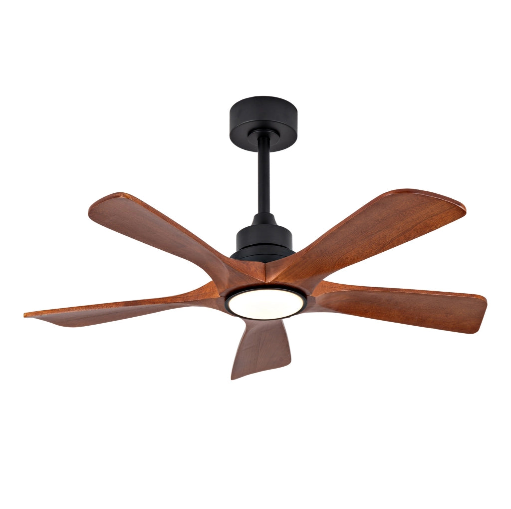 Ventilatore da soffitto 107x107x34,3 cm metallo/legno noce nero LED –