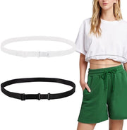 Due pezzi di cintura Croptop adattabile per T-shirt - Cintura Croptop elastica per donne - Nero e Bianco