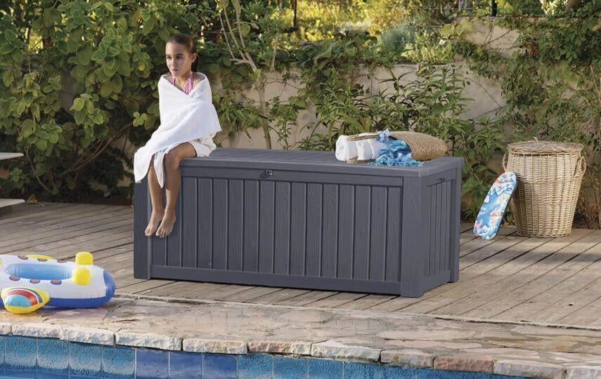 Keter Rockwood Deck Box Armadietto portaoggetti Rettangolare Marrone