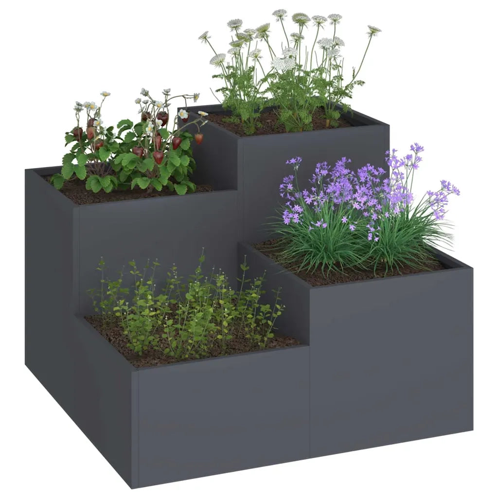 Fioriere | Cassetta per fiori | Vaso da giardino Antracite 100 x 100 x 60 cm Acciaio