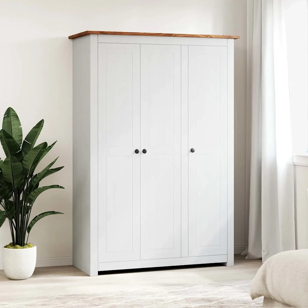 Armadio a 3 Ante Bianco 118x50x171,5cm in Pino Panama Range 282663