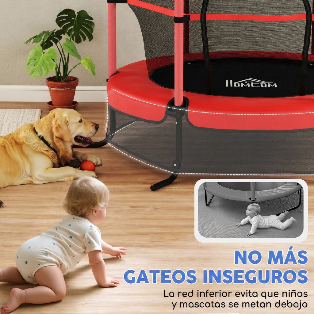 Trampolino per Bambini 163 cm con Rete di Sicurezza ¨C zephmum ¨C Rosso, Acciaio, 50 kg