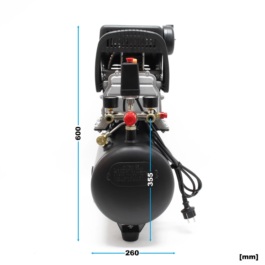 Compressore 24 litri con rotelle motore da 1,1 kW aria compressa da 8 bar