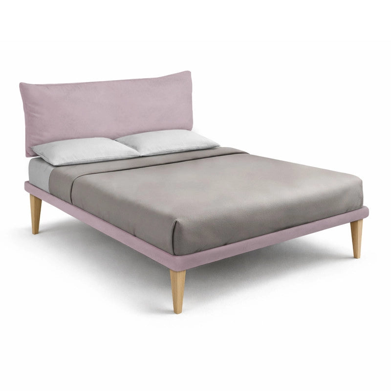Letto imbottito Letto Matrimoniale alla Francese 140x200 cm Soft - Con rete,Glicine,Microfibra