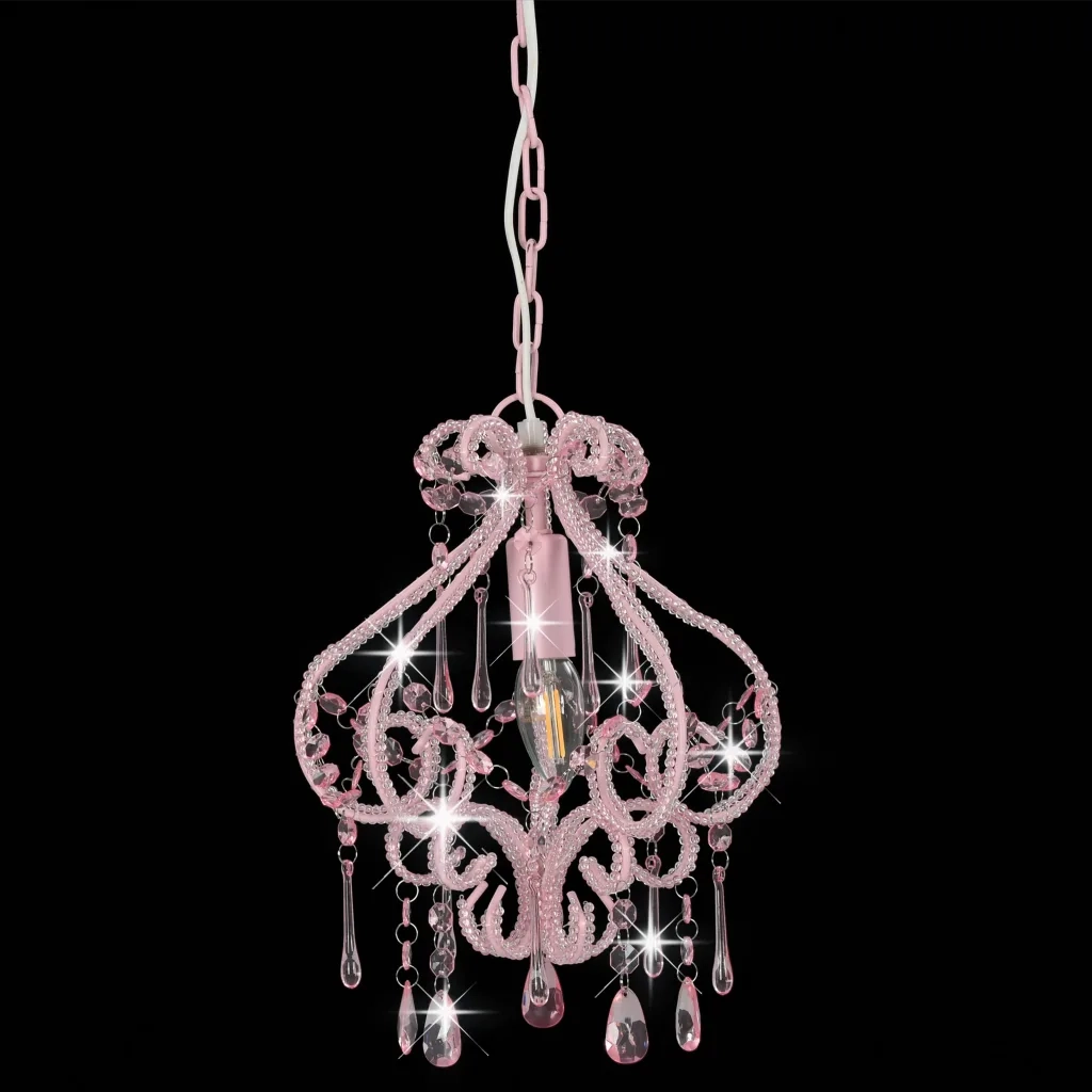 Lampadario con Perle Rosa Rotondo E14 281595
